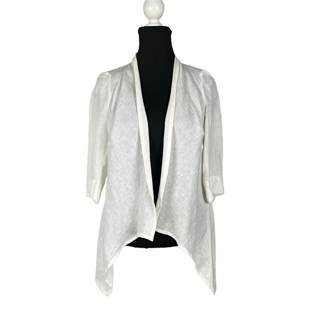 I Linen Size S Open Front Kimono Topper Jacket Lagenlook Ivory Poland
